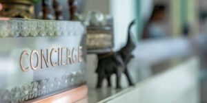 concierge front desk at boutique hotel